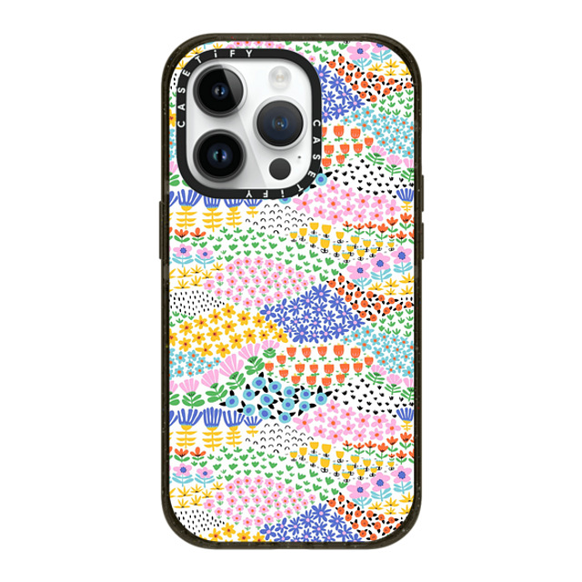 Sandra Hutter x CASETiFY iPhone 14 Pro ケース ブラック インパクトケース MagSafe対応 Flower Meadow by Sandra Hutter