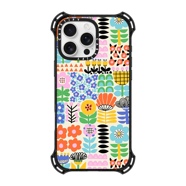 Sandra Hutter x CASETiFY iPhone 16 Pro Max ケース ブラック バウンスケース Scandinavian Maximalist Florals by Sandra Hutter