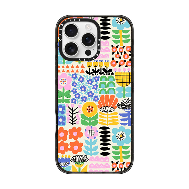 Sandra Hutter x CASETiFY iPhone 16 Pro Max ケース ブラック インパクトケース MagSafe対応 Scandinavian Maximalist Florals by Sandra Hutter