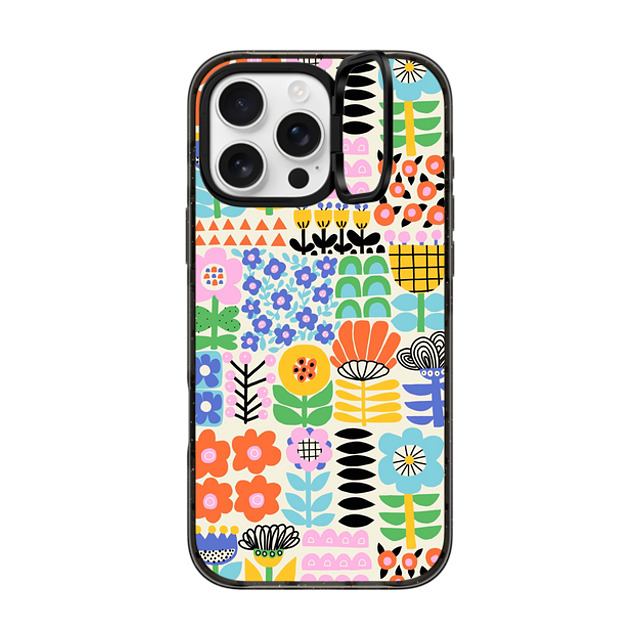 Sandra Hutter x CASETiFY iPhone 16 Pro Max ケース ブラック インパクトリングスタンドケース MagSafe対応 Scandinavian Maximalist Florals by Sandra Hutter