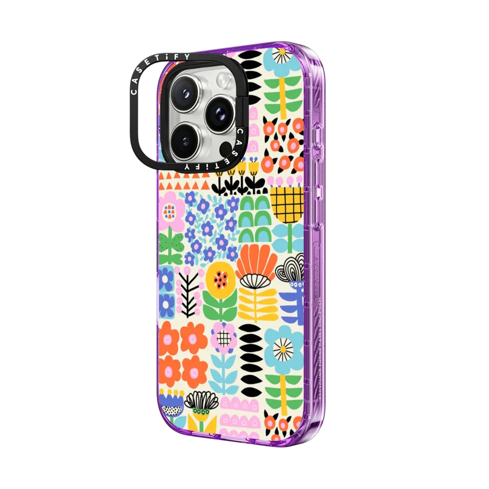 Impact Ring Stand iPhone 16 Pro Max Case MagSafe Compatible - Scandinavian Maximalist Florals by Sandra Hutter