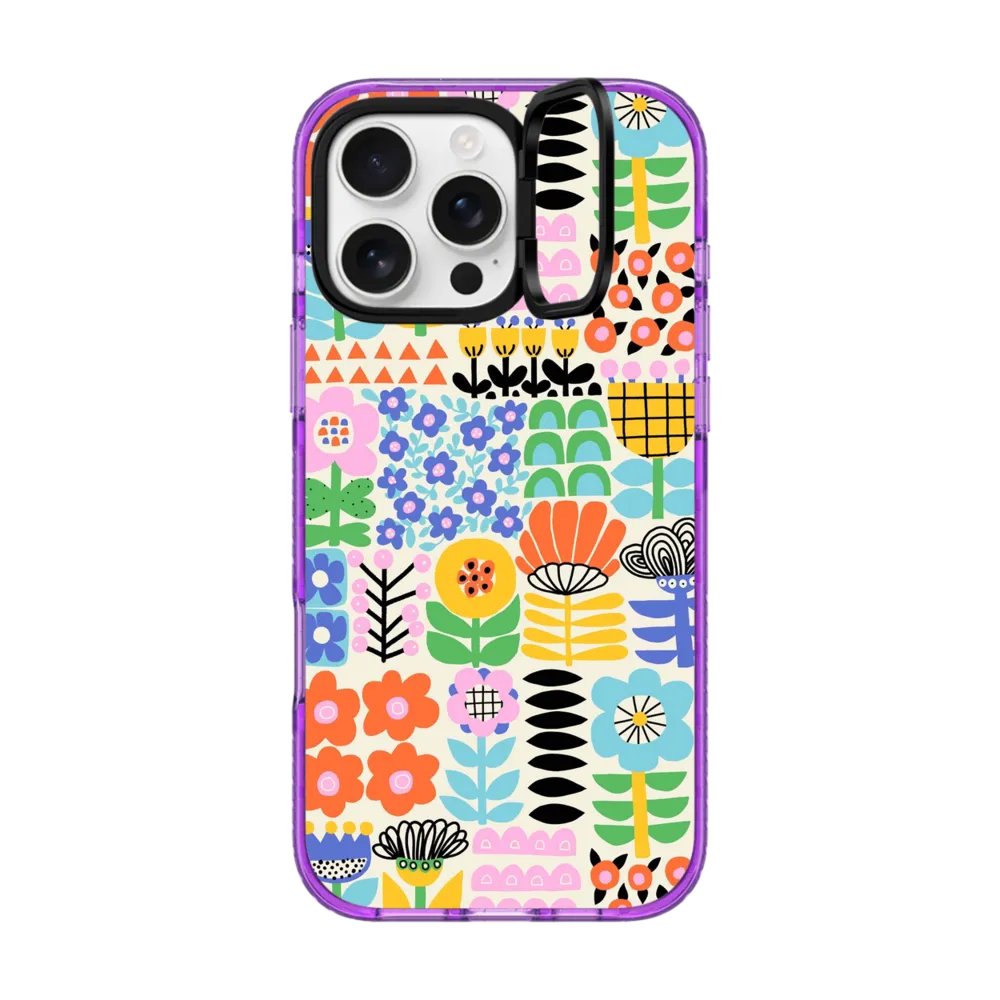 Impact Ring Stand iPhone 16 Pro Max Case MagSafe Compatible - Scandinavian Maximalist Florals by Sandra Hutter