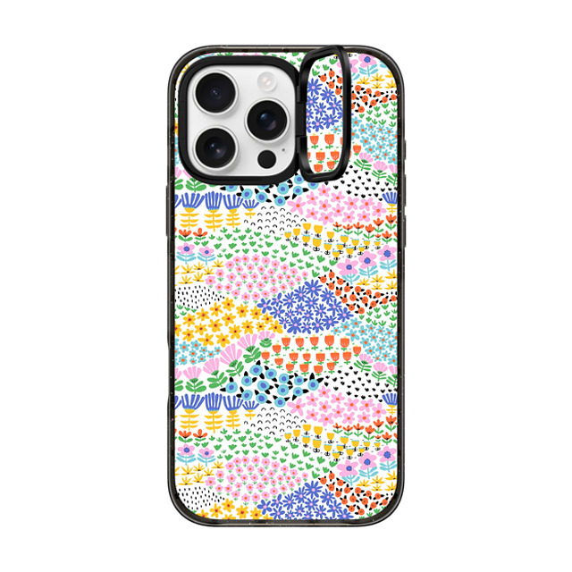 Sandra Hutter x CASETiFY iPhone 16 Pro Max ケース ブラック インパクトリングスタンドケース MagSafe対応 Flower Meadow by Sandra Hutter