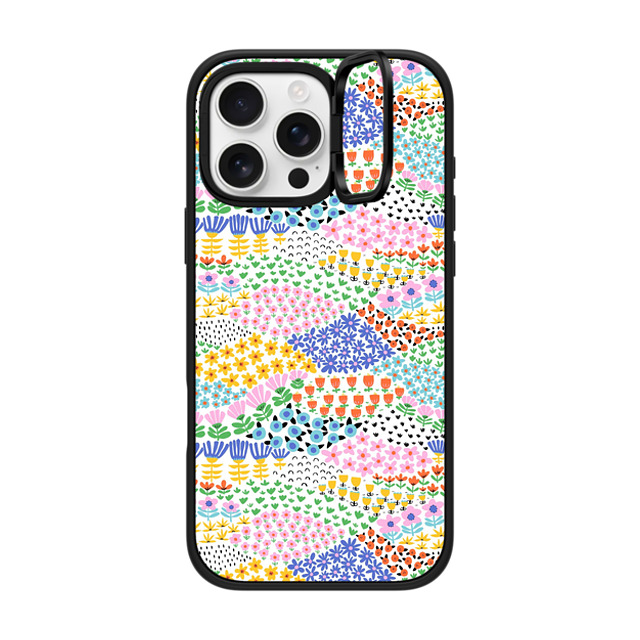 Sandra Hutter x CASETiFY iPhone 16 Pro Max ケース マットブラック インパクトリングスタンドケース MagSafe対応 Flower Meadow by Sandra Hutter