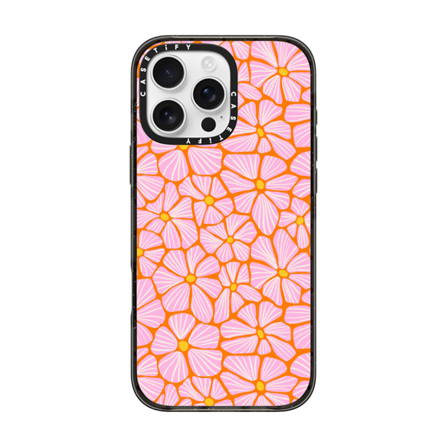 Sandra Hutter x CASETiFY iPhone 16 Pro Max ケース ブラック インパクトケース MagSafe対応 Mosaic Flowers by Sandra Hutter