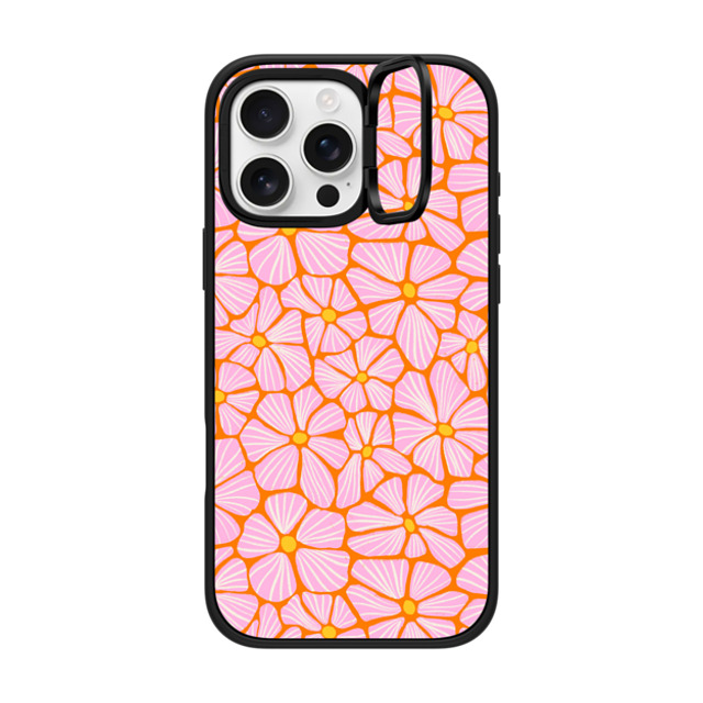 Sandra Hutter x CASETiFY iPhone 16 Pro Max ケース マットブラック インパクトリングスタンドケース MagSafe対応 Mosaic Flowers by Sandra Hutter