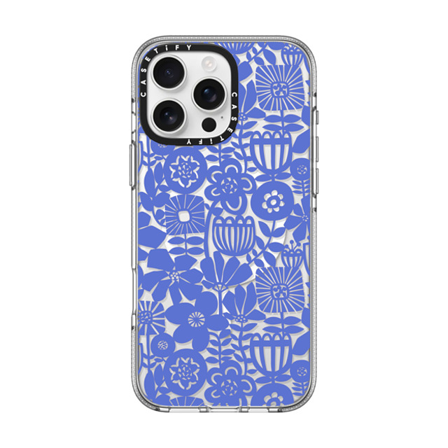 Sandra Hutter x CASETiFY iPhone 16 Pro Max ケース クリア クリア ケース MagSafe対応 Paper Cutting Floral Collage Blue by Sandra Hutter