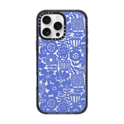 iPhone 16 Pro Max - Paper Cutting Floral Collage Blue by Sandra Hutter