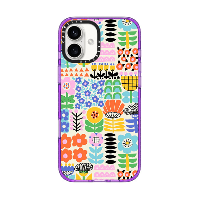 Sandra Hutter x CASETiFY iPhone 16 Plus Case パープル Impact Case MagSafe Compatible Scandinavian Maximalist Florals by Sandra Hutter Sandra Hutter x CASETiFY iPhone 16 Plus Case パープル Impact Case MagSafe Compatible Scandinavian Maximalist Florals by Sandra Hutter