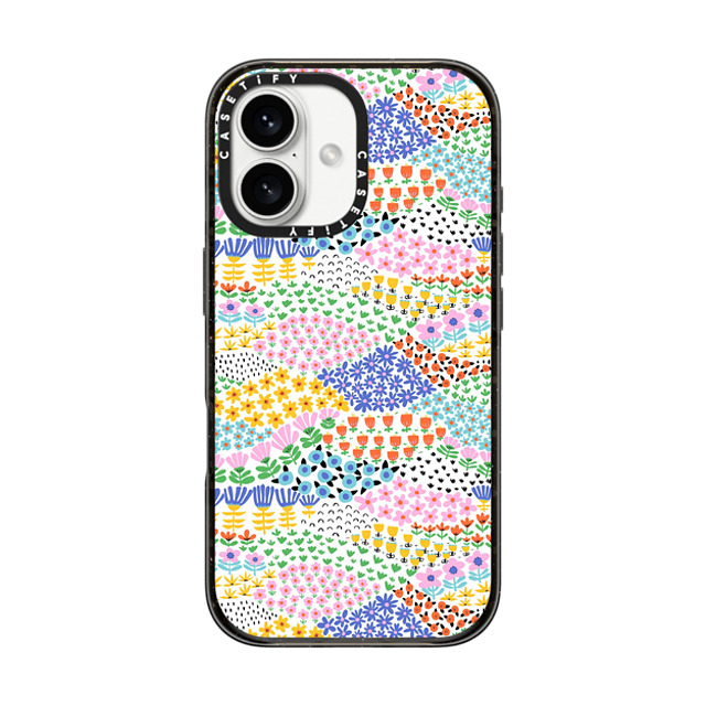 Sandra Hutter x CASETiFY iPhone 16 ケース ブラック インパクトケース MagSafe対応 Flower Meadow by Sandra Hutter