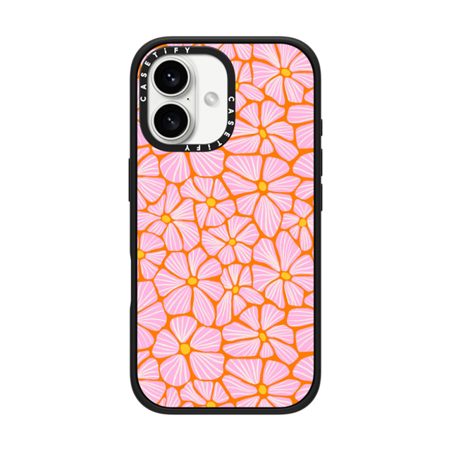 Sandra Hutter x CASETiFY iPhone 16 ケース マットブラック インパクトケース MagSafe対応 Mosaic Flowers by Sandra Hutter