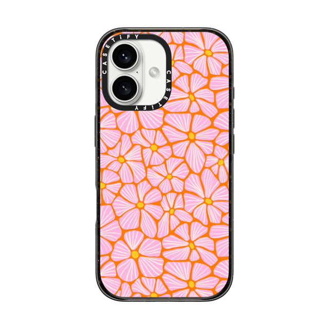 Sandra Hutter x CASETiFY iPhone 16 ケース ブラック インパクトケース Mosaic Flowers by Sandra Hutter