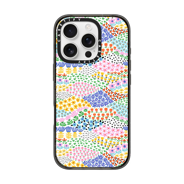 Sandra Hutter x CASETiFY iPhone 16 Pro ケース ブラック インパクトケース MagSafe対応 Flower Meadow by Sandra Hutter