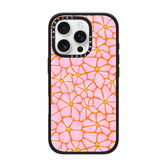 Sandra Hutter x CASETiFY iPhone 16 Pro ケース マットブラック インパクトケース MagSafe対応 Mosaic Flowers by Sandra Hutter