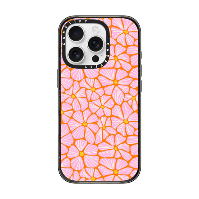 Sandra Hutter x CASETiFY iPhone 16 Pro ケース ブラック インパクトケース Mosaic Flowers by Sandra Hutter