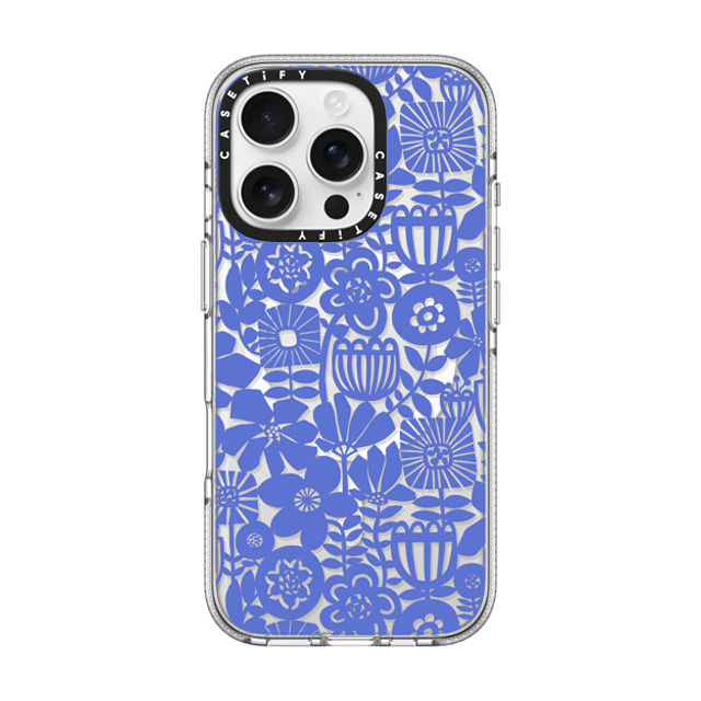 Sandra Hutter x CASETiFY iPhone 16 Pro ケース クリア クリア ケース MagSafe対応 Paper Cutting Floral Collage Blue by Sandra Hutter