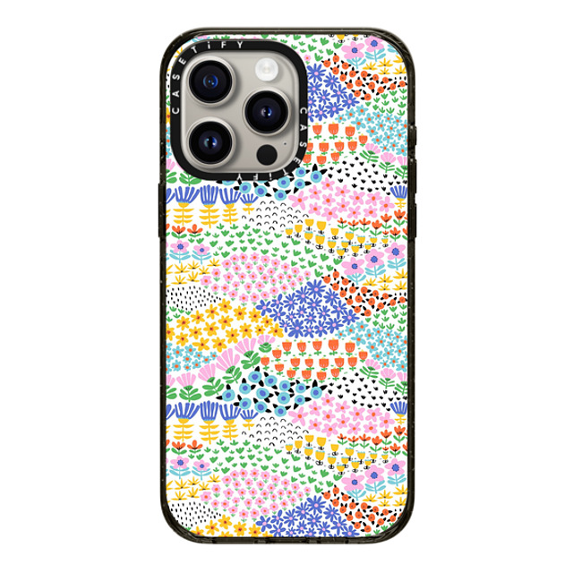 Sandra Hutter x CASETiFY iPhone 15 Pro Max ケース ブラック インパクトケース Flower Meadow by Sandra Hutter