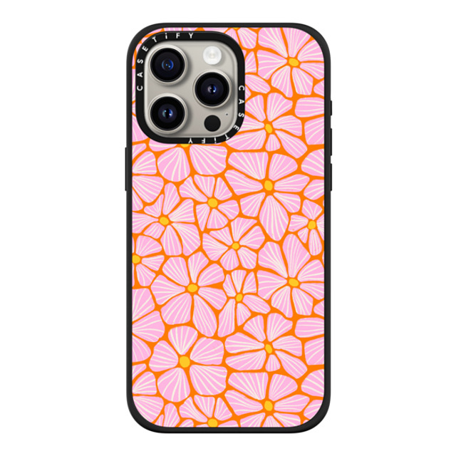 Sandra Hutter x CASETiFY iPhone 15 Pro Max ケース マットブラック インパクトケース MagSafe対応 Mosaic Flowers by Sandra Hutter