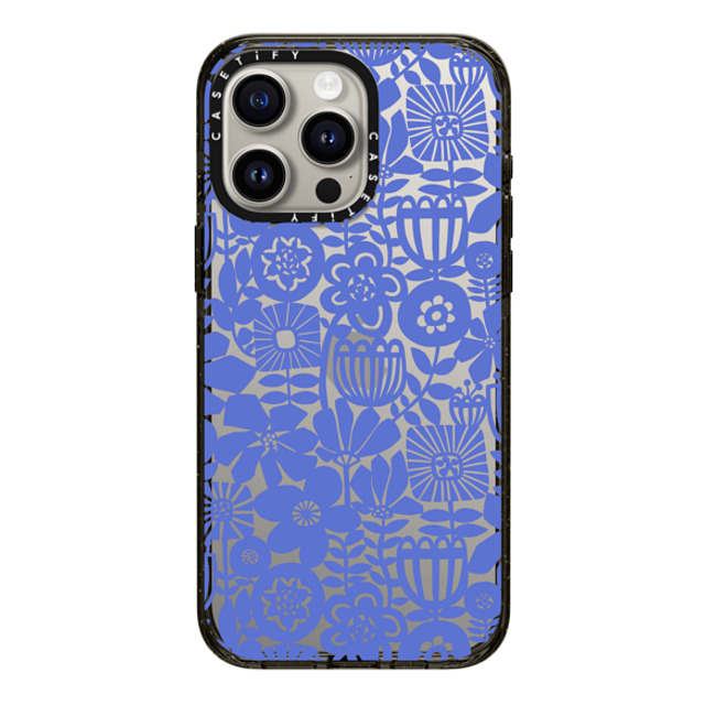 Sandra Hutter x CASETiFY iPhone 15 Pro Max ケース ブラック インパクトケース Paper Cutting Floral Collage Blue by Sandra Hutter