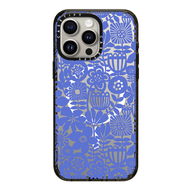 Sandra Hutter x CASETiFY iPhone 15 Pro Max ケース ブラック インパクトケース MagSafe対応 Paper Cutting Floral Collage Blue by Sandra Hutter