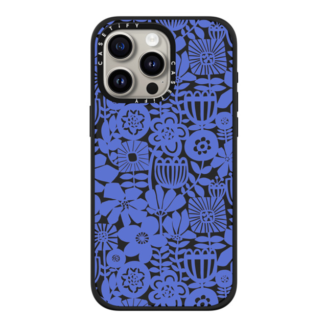 Sandra Hutter x CASETiFY iPhone 15 Pro Max ケース マットブラック インパクトケース MagSafe対応 Paper Cutting Floral Collage Blue by Sandra Hutter