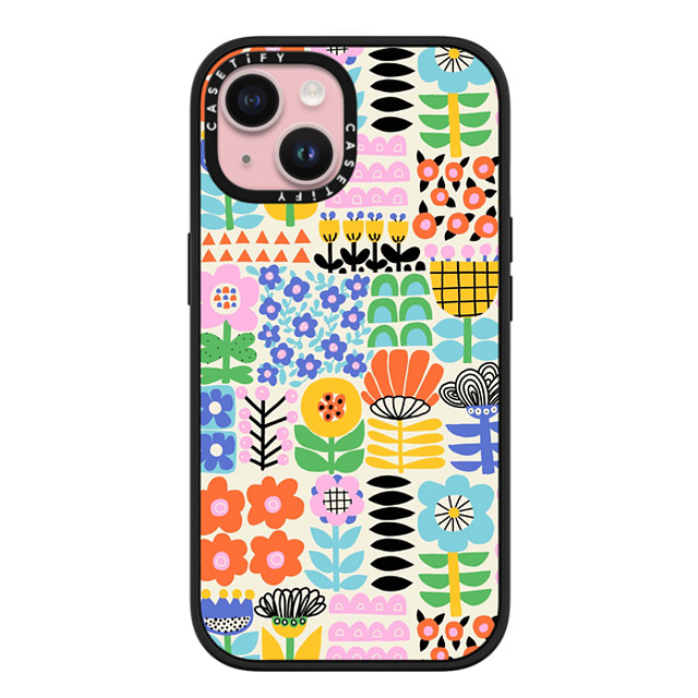 Sandra Hutter x CASETiFY iPhone 15 ケース マットブラック インパクトケース MagSafe対応 Scandinavian Maximalist Florals by Sandra Hutter