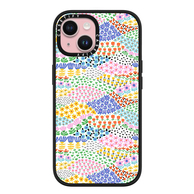 Sandra Hutter x CASETiFY iPhone 15 ケース マットブラック インパクトケース MagSafe対応 Flower Meadow by Sandra Hutter