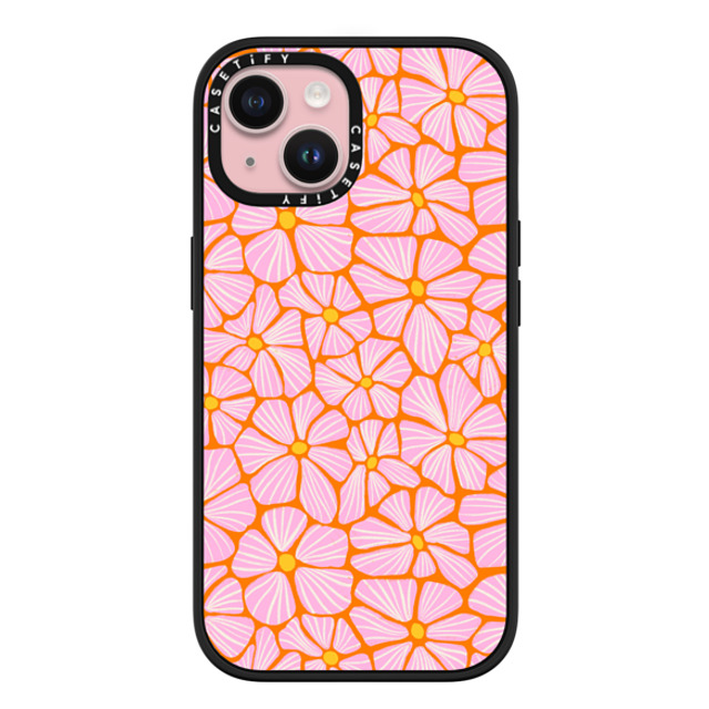 Sandra Hutter x CASETiFY iPhone 15 ケース マットブラック インパクトケース MagSafe対応 Mosaic Flowers by Sandra Hutter