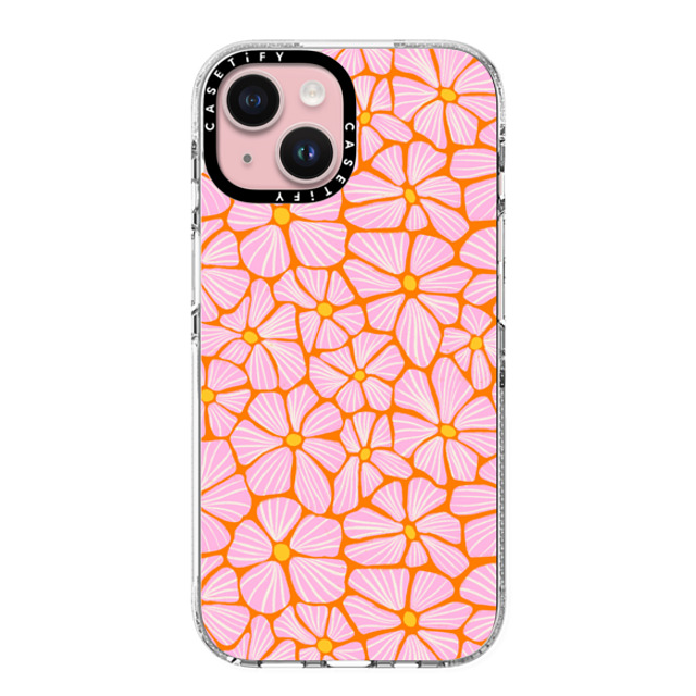 Sandra Hutter x CASETiFY iPhone 15 ケース クリア クリア ケース MagSafe対応 Mosaic Flowers by Sandra Hutter