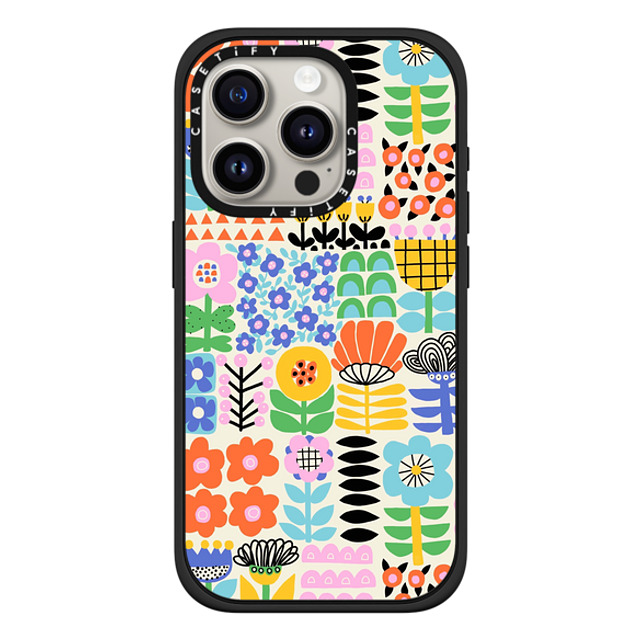 Sandra Hutter x CASETiFY iPhone 15 Pro ケース マットブラック インパクトケース MagSafe対応 Scandinavian Maximalist Florals by Sandra Hutter