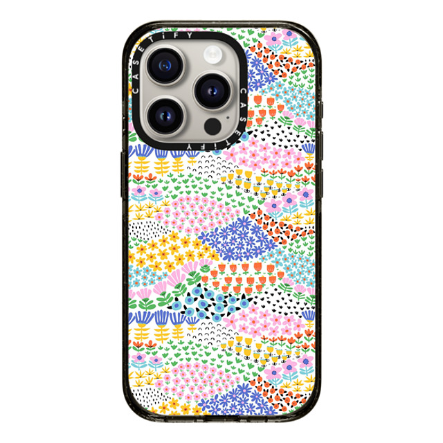 Sandra Hutter x CASETiFY iPhone 15 Pro ケース ブラック インパクトケース Flower Meadow by Sandra Hutter