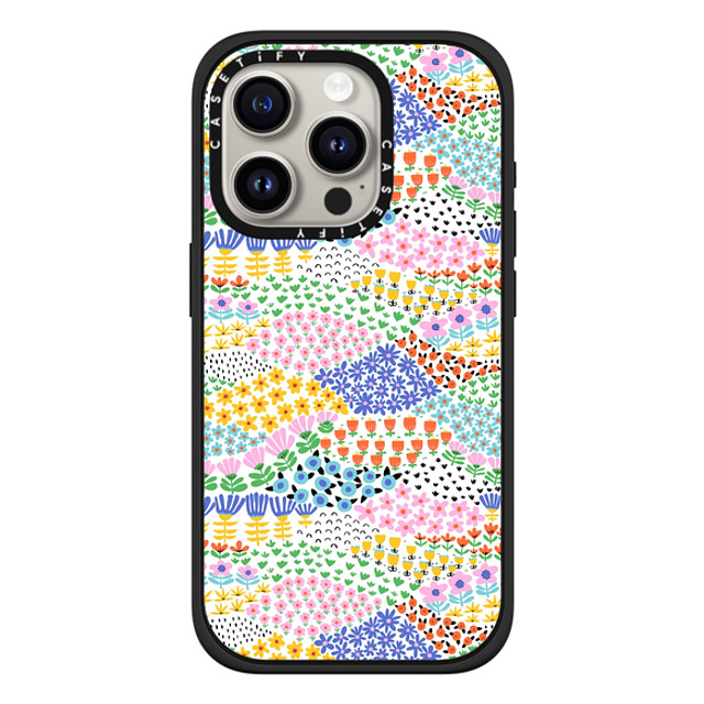 Sandra Hutter x CASETiFY iPhone 15 Pro ケース マットブラック インパクトケース MagSafe対応 Flower Meadow by Sandra Hutter