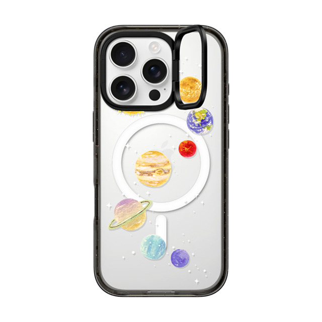 Skylar Kim x CASETiFY iPhone 16 Pro ケース ブラック インパクトリングスタンドケース MagSafe対応 Solar System