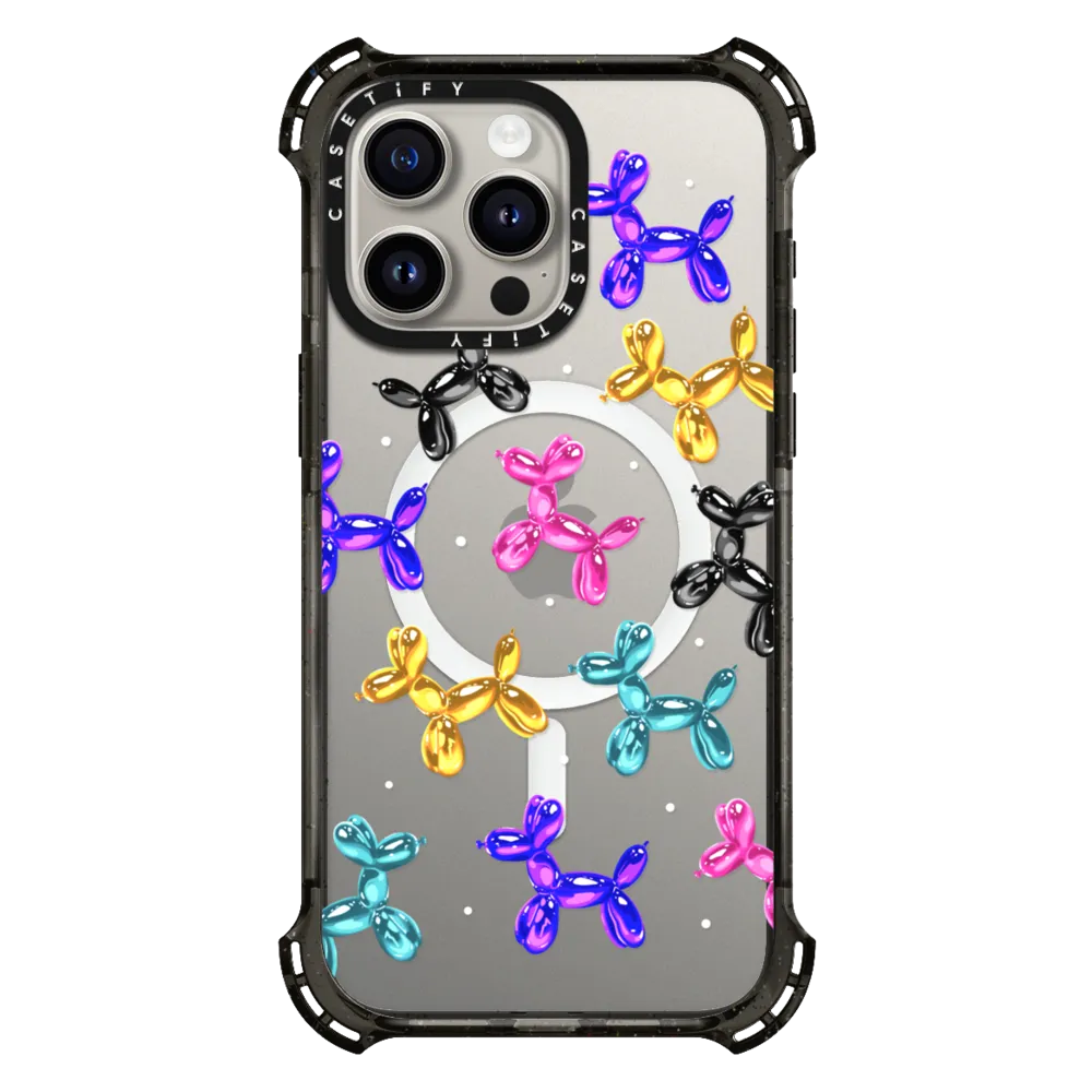 Bounce iPhone 15 Pro Max Case MagSafe Compatible - colorful artistic balloon dogs
