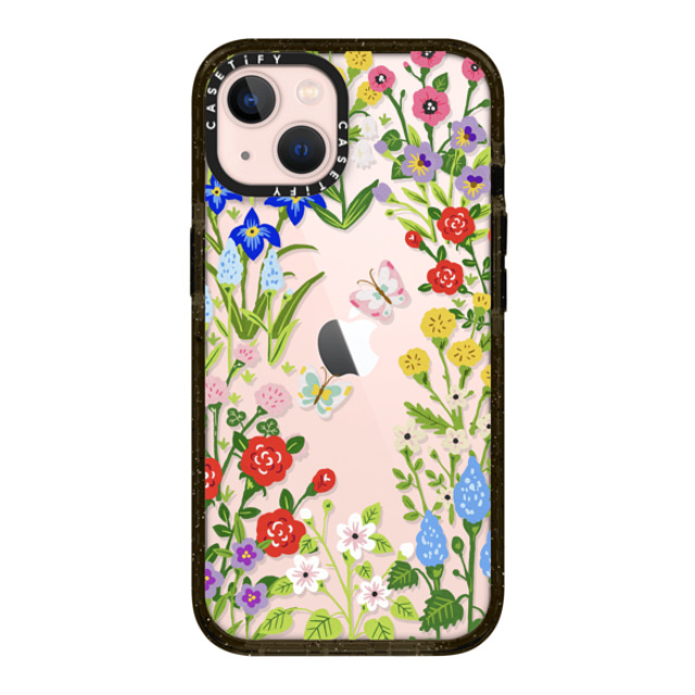 Skylar Kim x CASETiFY iPhone 13 ケース ブラック インパクトケース Floral Garden with Butterflies