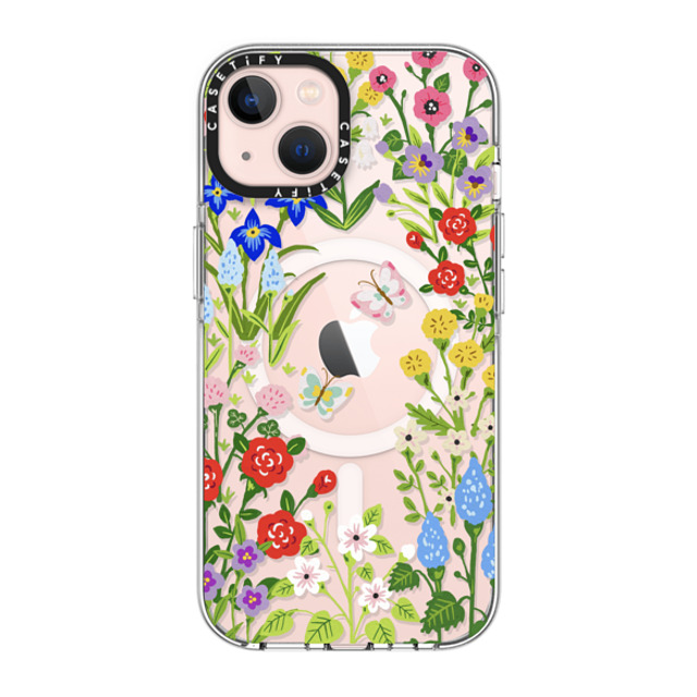 Skylar Kim x CASETiFY iPhone 13 ケース クリア クリア ケース MagSafe対応 Floral Garden with Butterflies