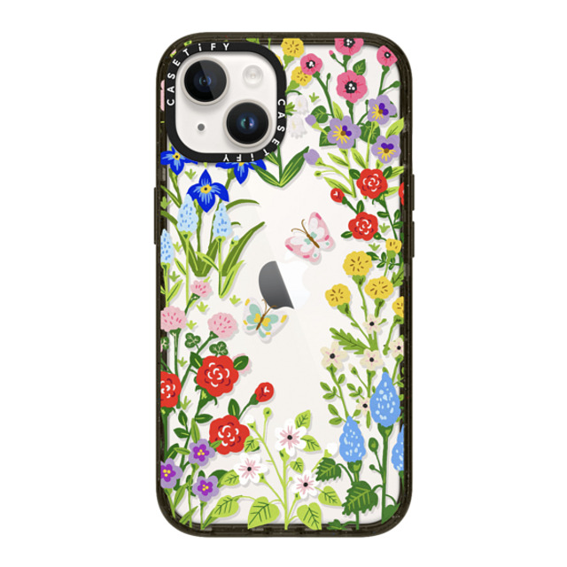 Skylar Kim x CASETiFY iPhone 14 ケース ブラック インパクトケース Floral Garden with Butterflies