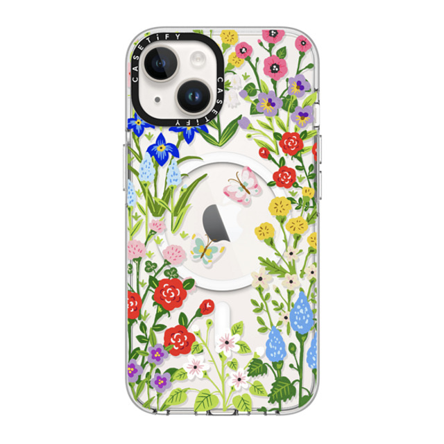 Skylar Kim x CASETiFY iPhone 14 ケース クリア クリア ケース MagSafe対応 Floral Garden with Butterflies