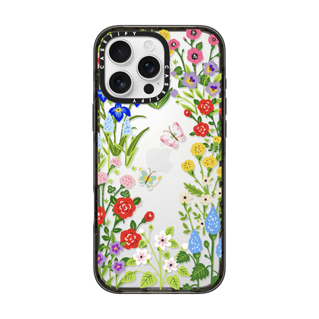 Skylar Kim x CASETiFY iPhone 16 Pro Max ケース ブラック インパクトケース Floral Garden with Butterflies