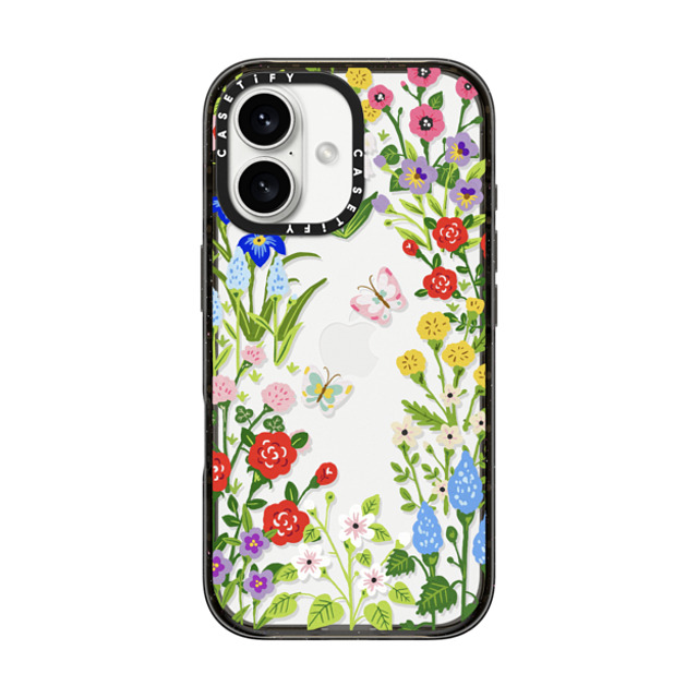 Skylar Kim x CASETiFY iPhone 16 ケース ブラック インパクトケース Floral Garden with Butterflies