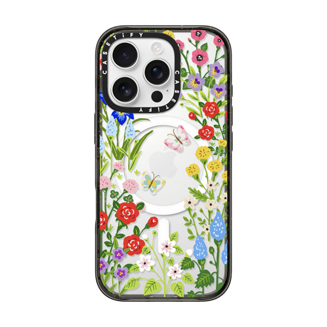 Skylar Kim x CASETiFY iPhone 16 Pro ケース Floral,Butterfly ブラック インパクトケース MagSafe対応 Floral Garden with Butterflies Father's Day Skylar Kim x CASETiFY iPhone 16 Pro ケース Floral,Butterfly ブラック インパクトケース MagSafe対応 Floral Garden with Butterflies Father's Day