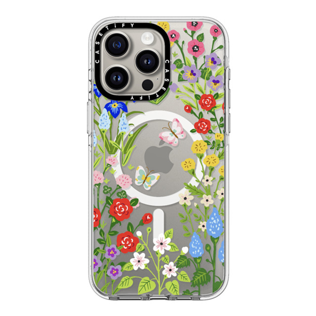 Skylar Kim x CASETiFY iPhone 15 Pro Max ケース クリア クリア ケース MagSafe対応 Floral Garden with Butterflies