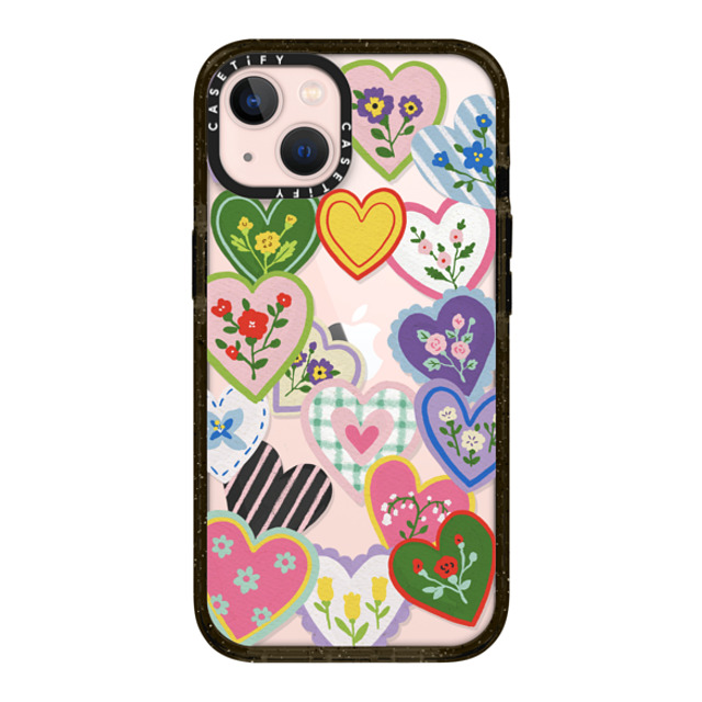 Skylar Kim x CASETiFY iPhone 13 ケース ブラック インパクトケース Lovely Heart Floral Stickers