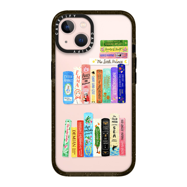 Skylar Kim x CASETiFY iPhone 13 ケース ブラック インパクトケース Books Lovers [waterclolor Bookshelf]