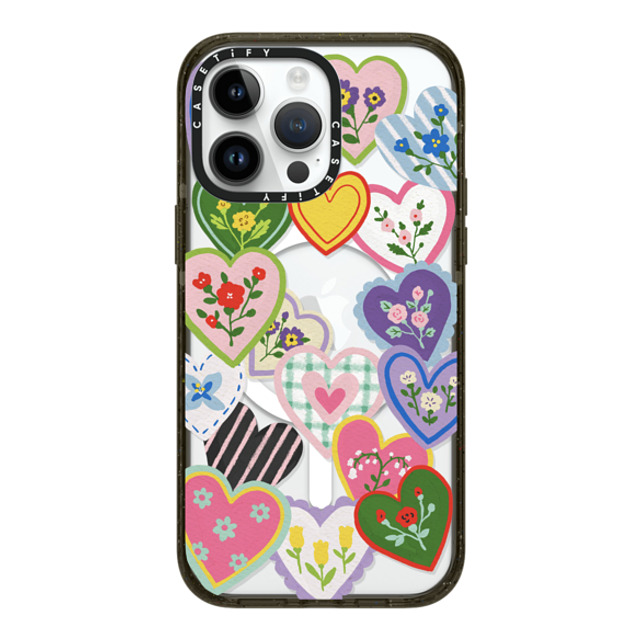 Skylar Kim x CASETiFY iPhone 14 Pro Max ケース ブラック インパクトケース MagSafe対応 Lovely Heart Floral Stickers