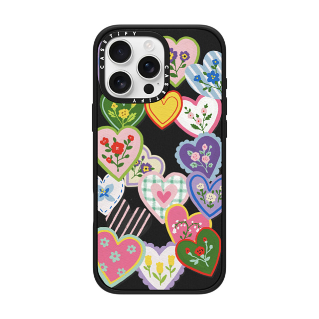 Skylar Kim x CASETiFY iPhone 16 Pro Max ケース マットブラック インパクトケース MagSafe対応 Lovely Heart Floral Stickers