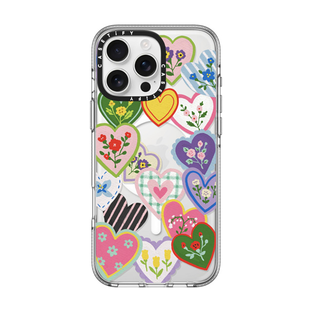 Skylar Kim x CASETiFY iPhone 16 Pro Max ケース クリア クリア ケース MagSafe対応 Lovely Heart Floral Stickers