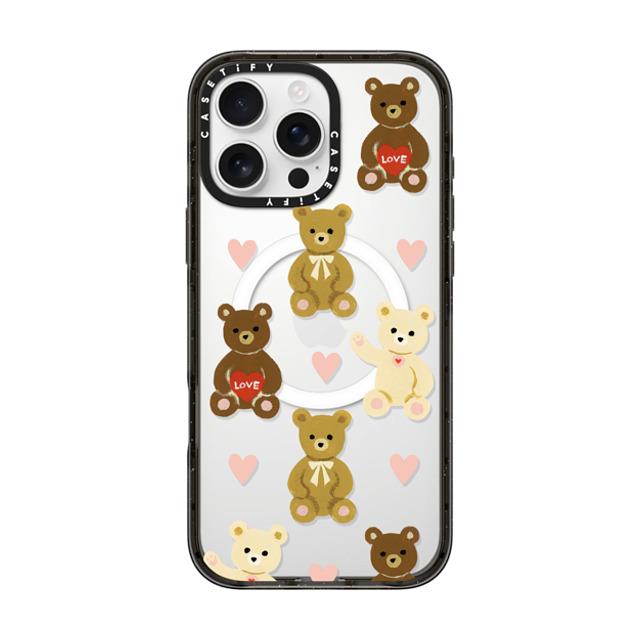 Skylar Kim x CASETiFY iPhone 16 Pro Max ケース ブラック インパクトケース MagSafe対応 Teddy Bears