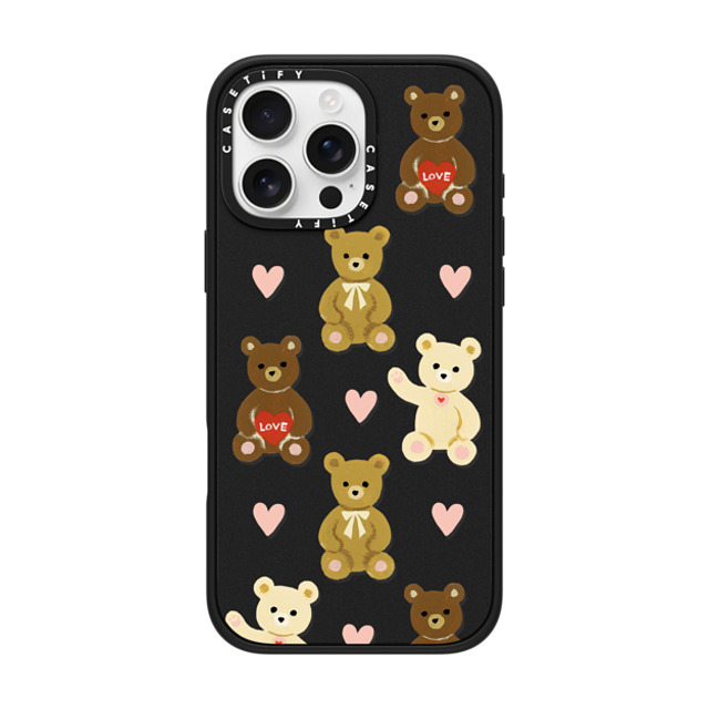 Skylar Kim x CASETiFY iPhone 16 Pro Max ケース マットブラック インパクトケース MagSafe対応 Teddy Bears