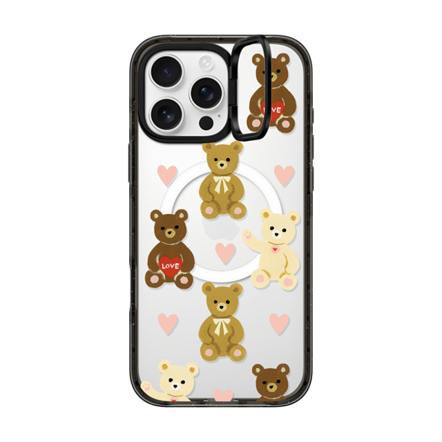 Skylar Kim x CASETiFY iPhone 16 Pro Max ケース ブラック インパクトリングスタンドケース MagSafe対応 Teddy Bears